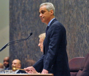 Mayor Rahm Emanuel presides over a session of the Chicago City Council, where races this election cycle are hot.